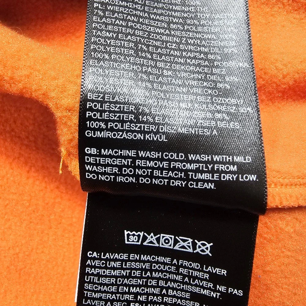 The North Face Crest Full Zip Jacket Mens XL Orange Black Fleece Hiking Active